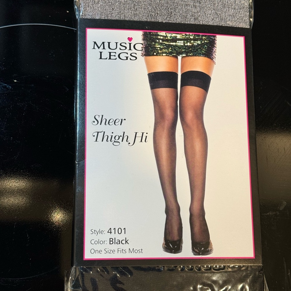 New Music legs 🦵 black sheer thigh high , plus size